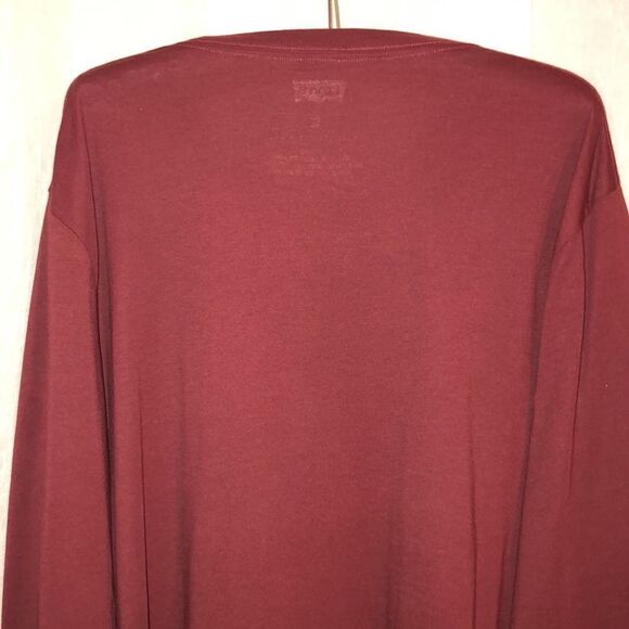 LEVI’S XL Angler Color block Port Wine Navy Beige Long Sleeve Crewneck Tee - Picture 4 of 10